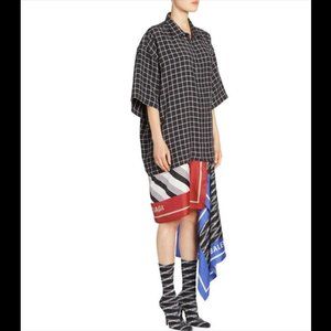 Balenciaga Mixed Scarf-Print Shirtdress
